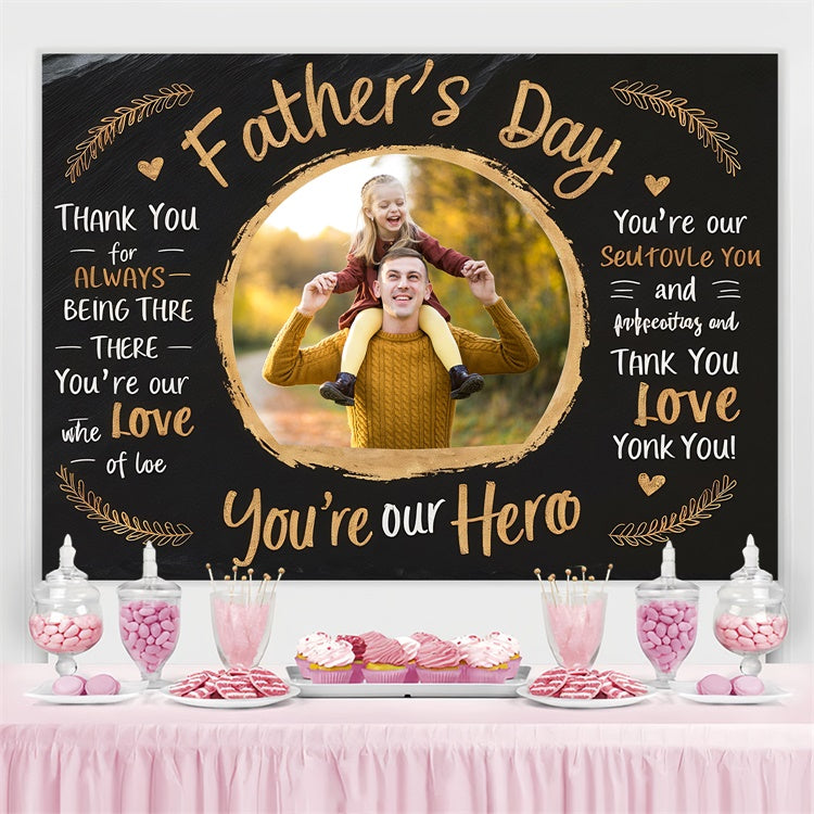 Backdrop Father's Day Golden Text Circle Frame Custom Backdrop UK BRP4-71