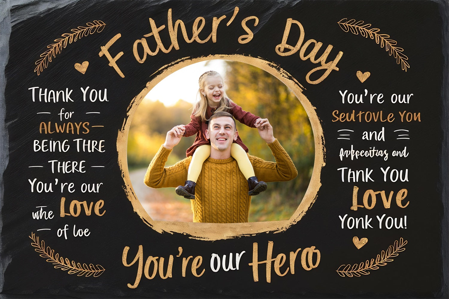 Backdrop Father's Day Golden Text Circle Frame Custom Backdrop UK BRP4-71