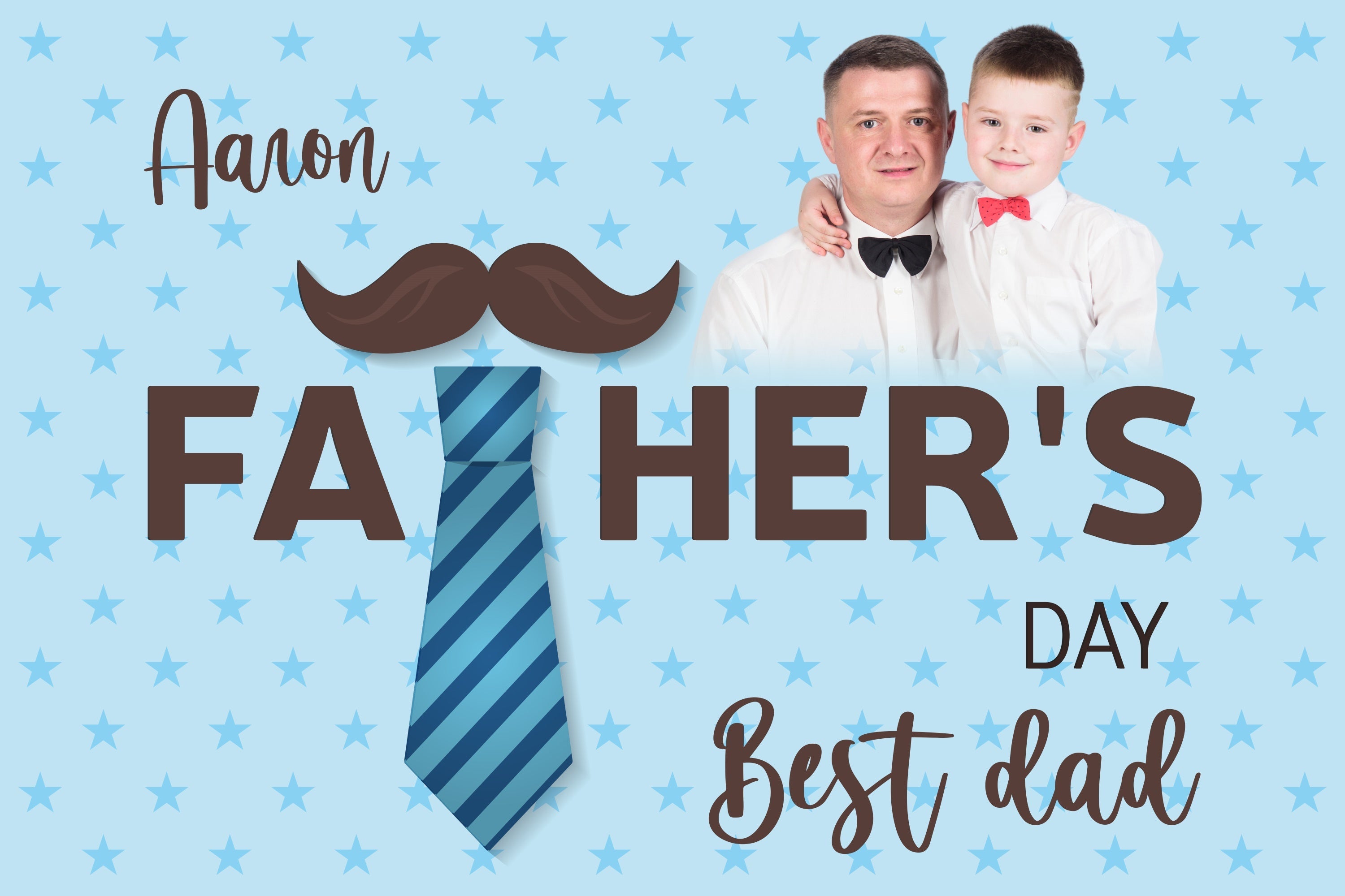 Father's Day Photo Backdrop Blue Stars Tie Personalized Backdrop UK BRP4-79