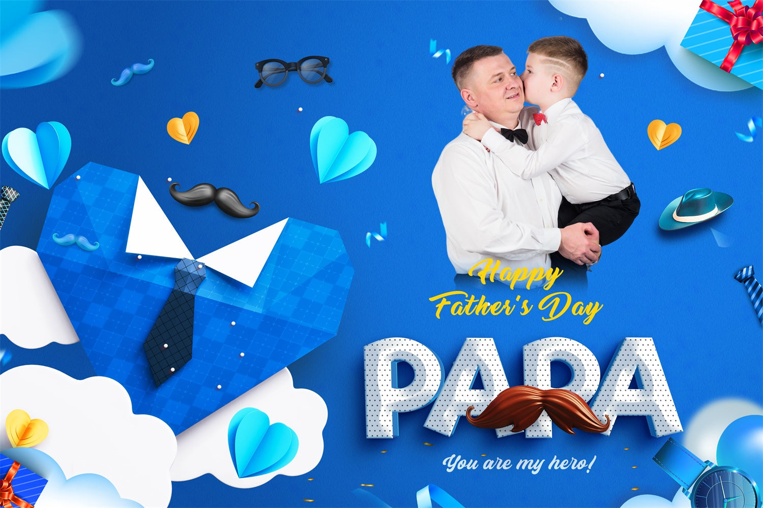 Fathers Day Photo Backdrop Paper Heart Tie Personalized Backdrop UK BRP4-88