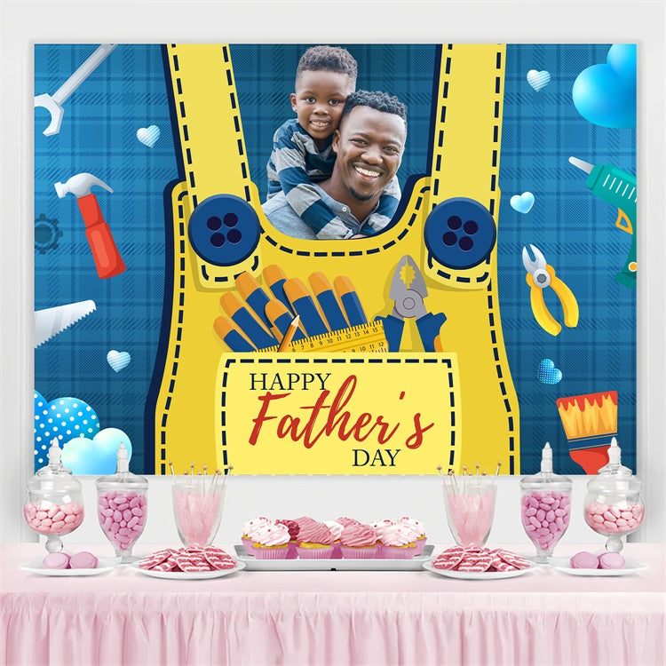 Happy Father's Day Backdrop Tools Blue Plaid Custom Backdrop UK BRP4-89