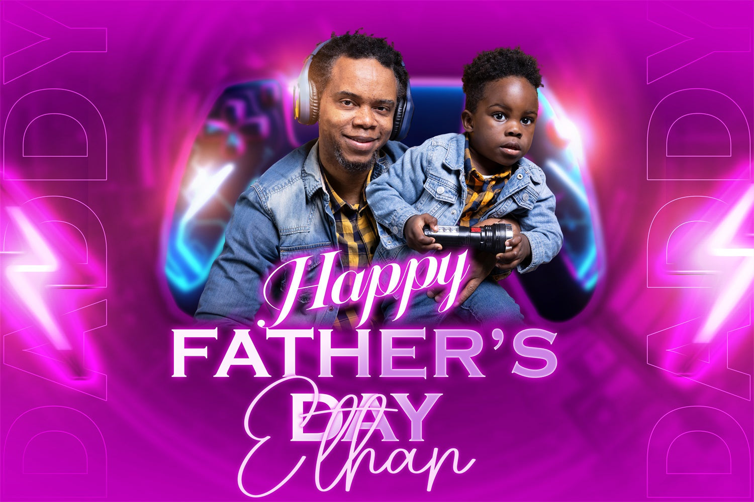Fathers Day Backdrop Ideas Gaming Neon Light Customized Backdrop UK BRP4-91