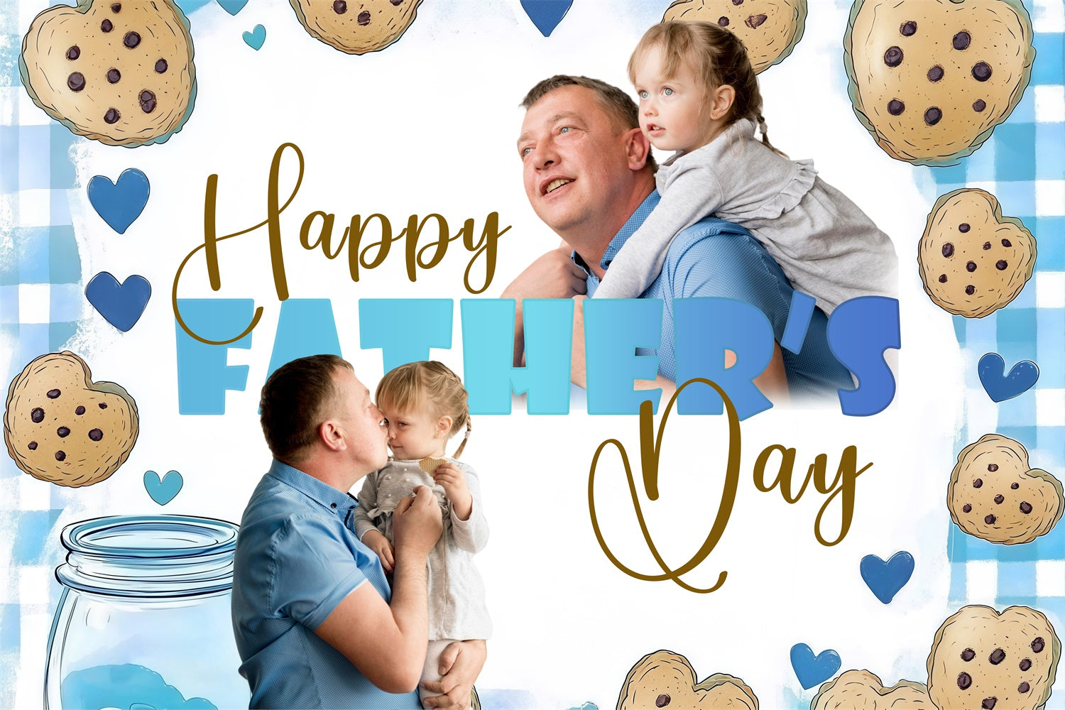 Fathers Day Photo Backdrop Hand Drawn Cookie Custom Backdrop UK BRP4-92