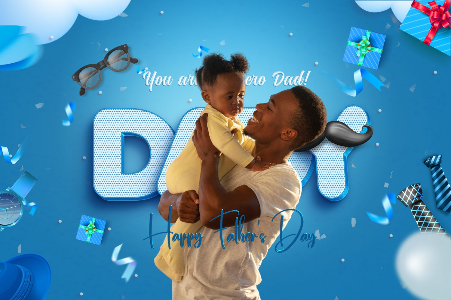 Backdrop Father's Day Blue Gifts Happy Personalized Backdrop UK BRP4-93