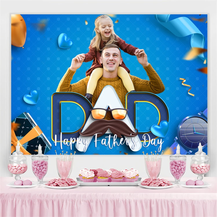 Father's Day Photo Backdrop Blue Heart Balloons Custom Backdrop UK BRP4-94