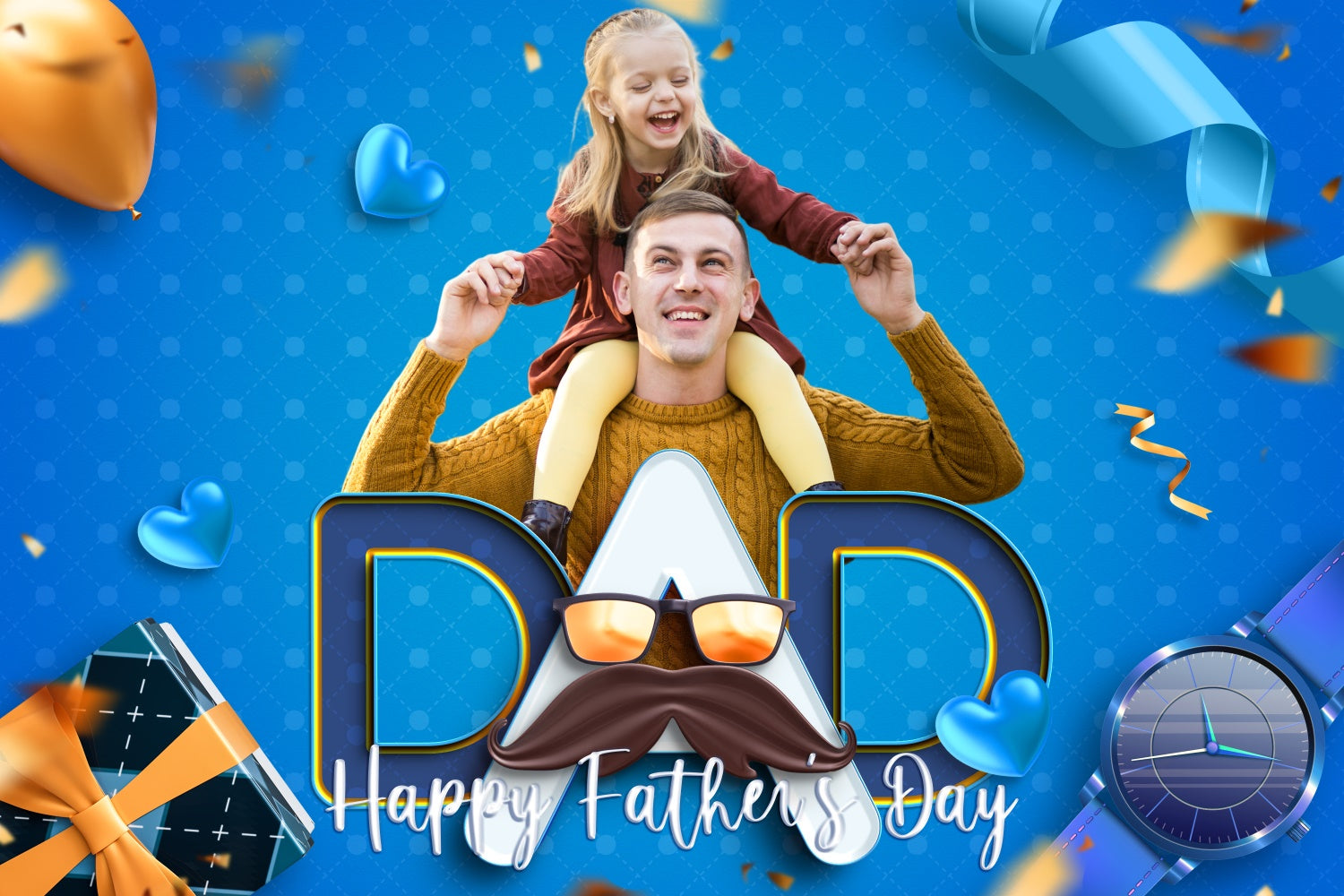 Father's Day Photo Backdrop Blue Heart Balloons Custom Backdrop UK BRP4-94