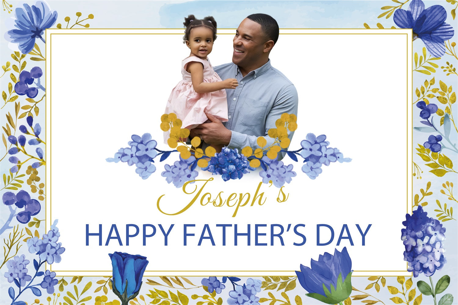 Fathers Day Backdrop Ideas Golden Frame Floral Customized Backdrop UK BRP4-98