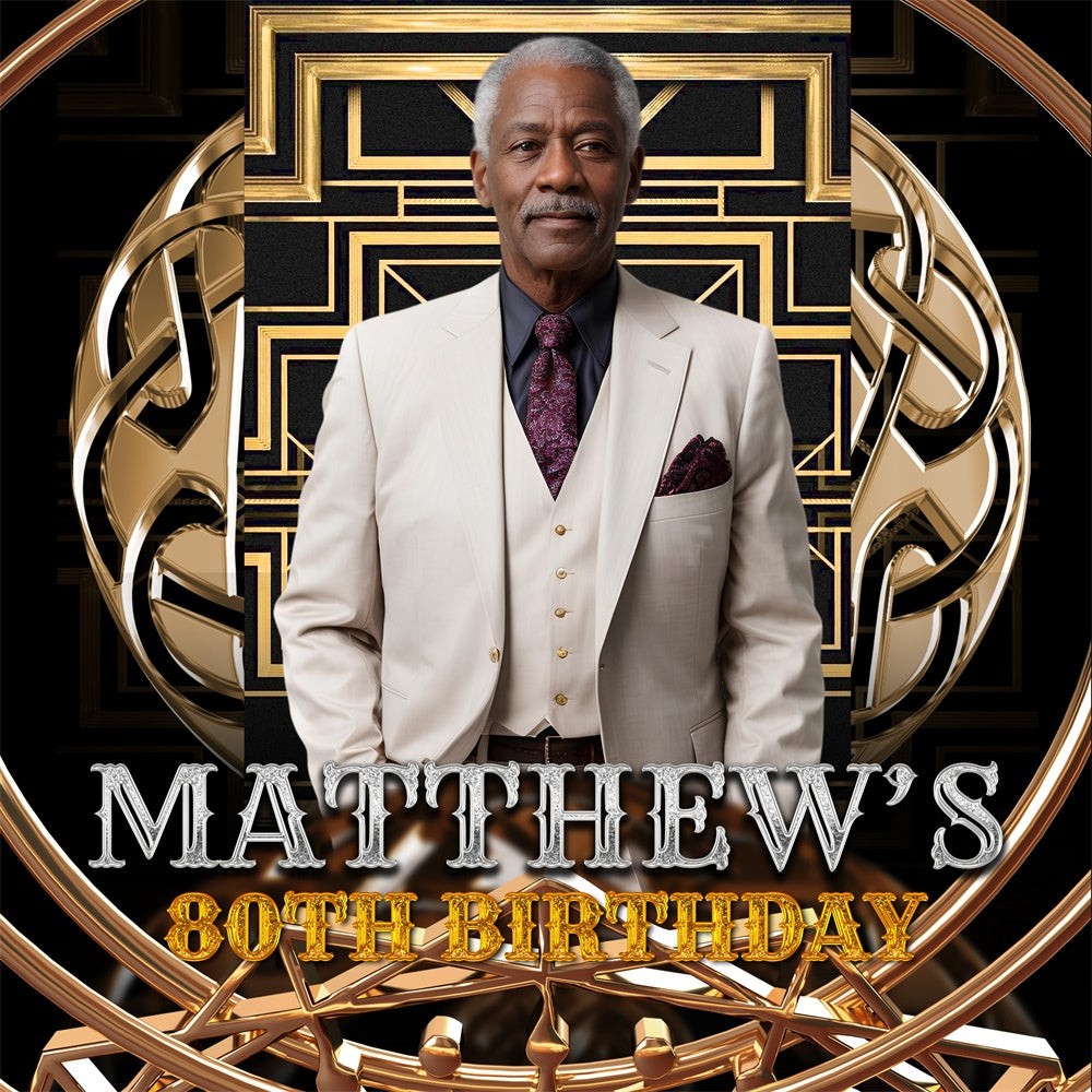 Personalized Birthday Backdrop Elegant 80th Regal Frame Backdrop UK BRP5-110