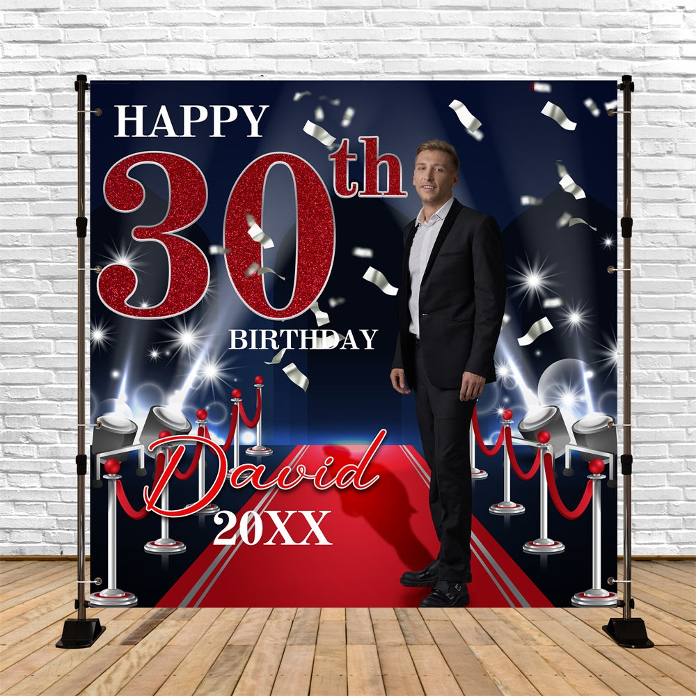 Customized Birthday Backdrop Red Carpet Spotlight 30th Backdrop UK BRP5-111