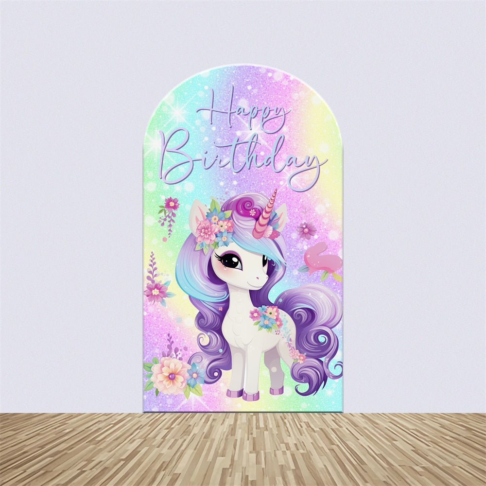 Birthday Backdrop Ideas Magical Unicorn Floral Arch Backdrop Kit UK BRP5-112