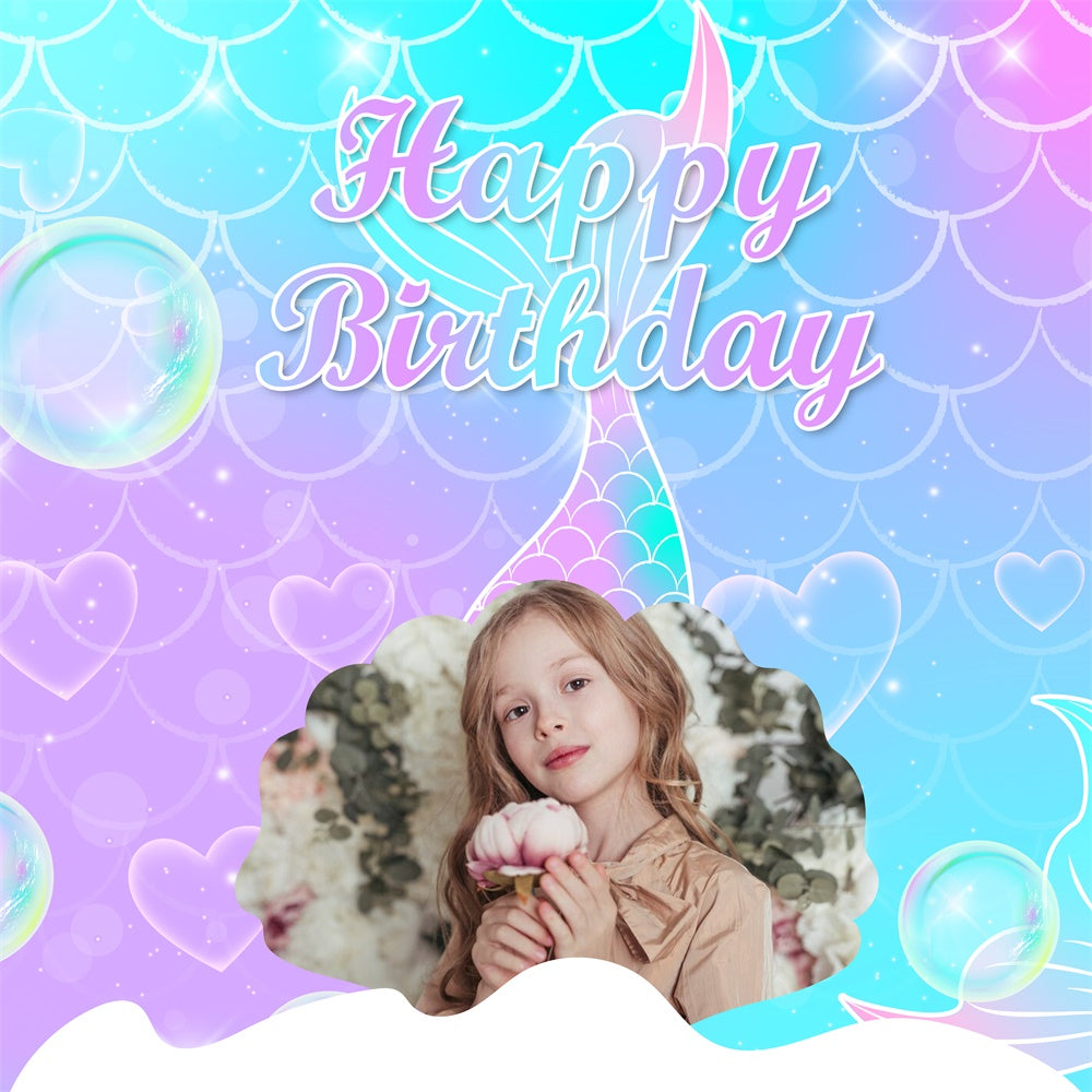 Personalized Birthday Backdrops Mermaid Fantasy Birthday Backdrop UK BRP5-126