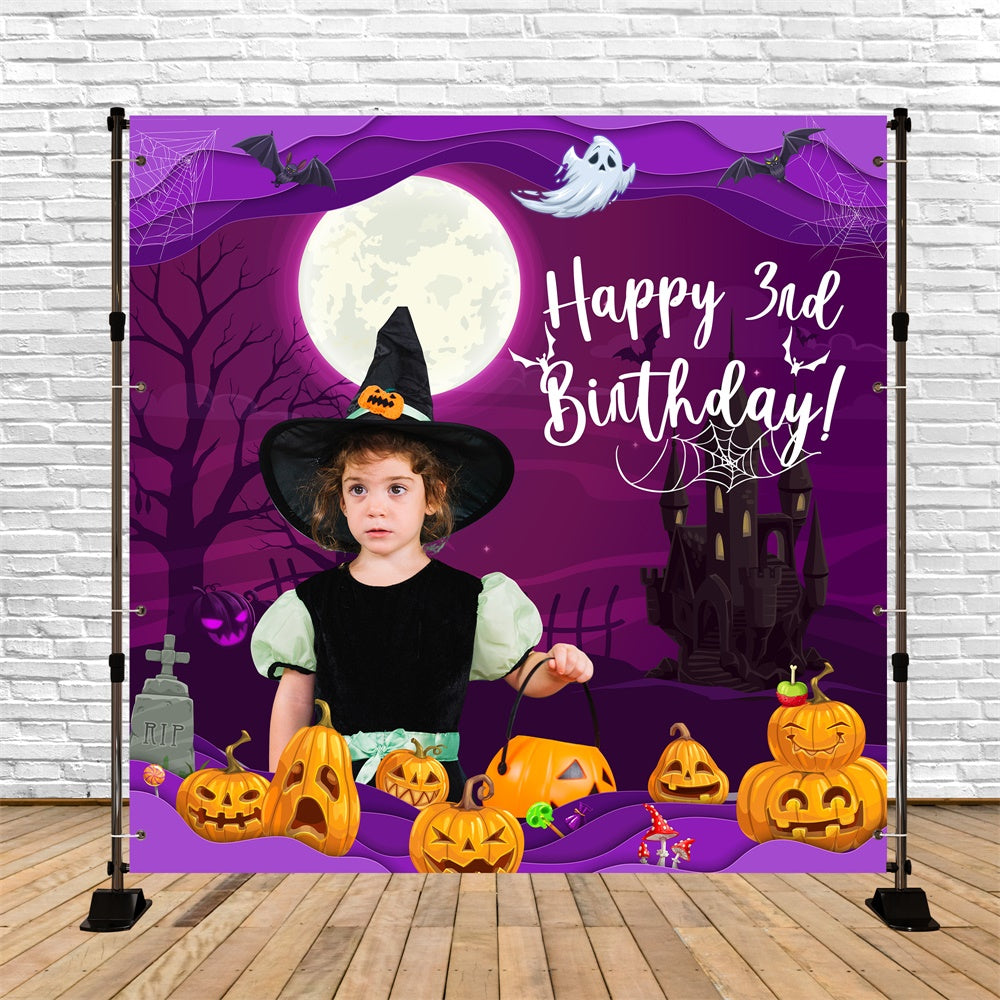Personalized Birthday Backdrops Moonlit Halloween 3rd Backdrop UK BRP5-133