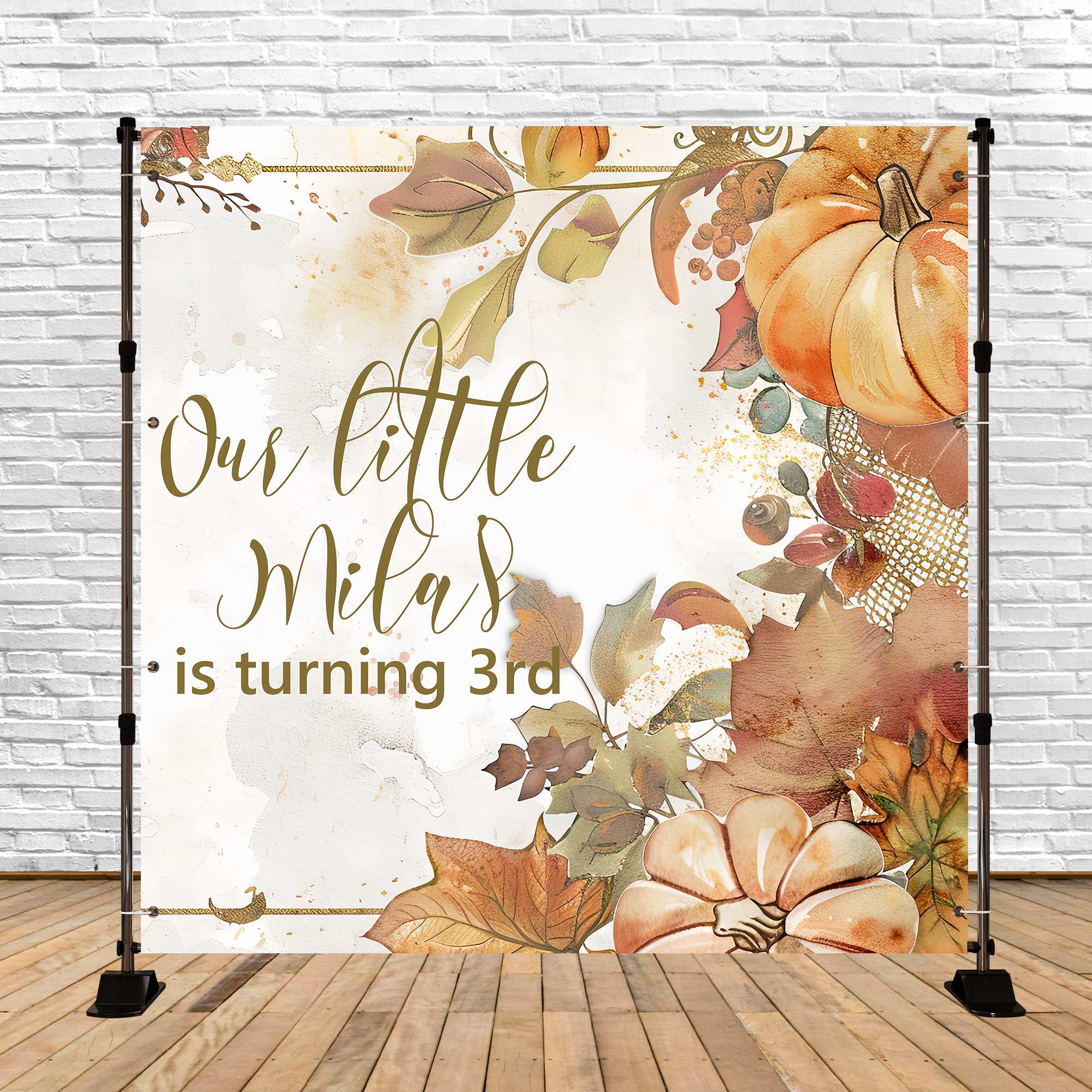 Customized Birthday Backdrop Autumn Harvest Rustic 3rd Backdrop UK BRP5-145