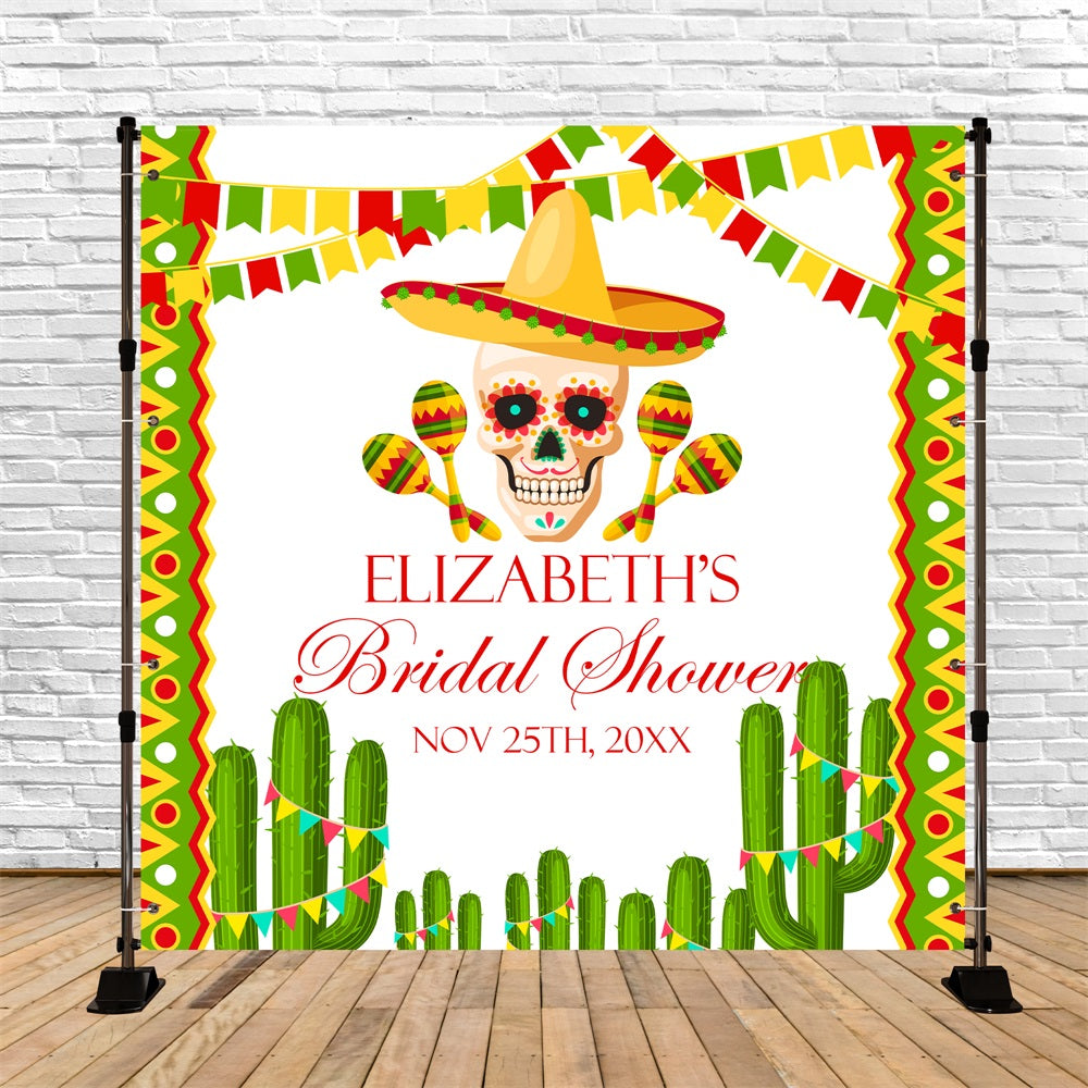 Bridal Shower Backdrop Bright Fiesta Cactus Customized Backdrop UK BRP5-161