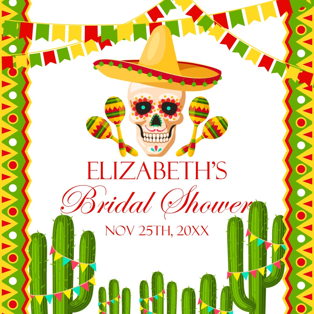 Bridal Shower Backdrop Bright Fiesta Cactus Customized Backdrop UK BRP5-161