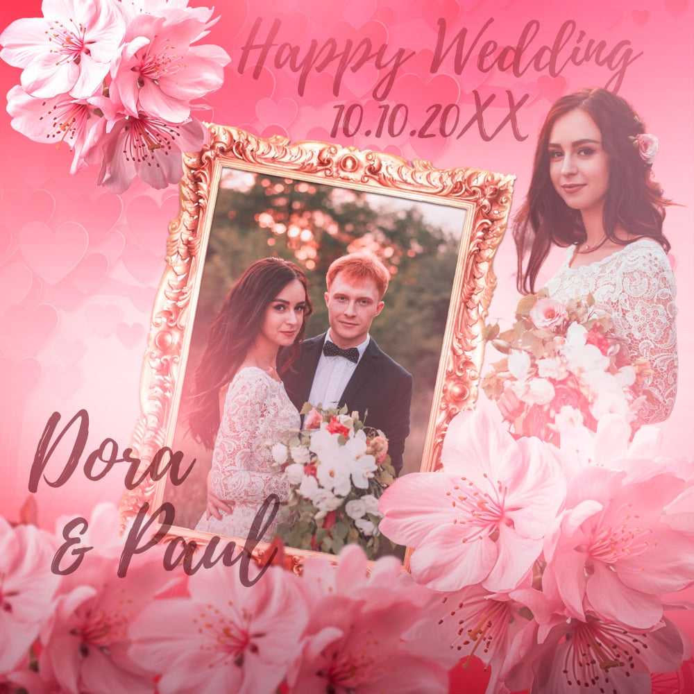 Backdrops For Weddings Pink Sakura Frame Custom Backdrop UK BRP5-167