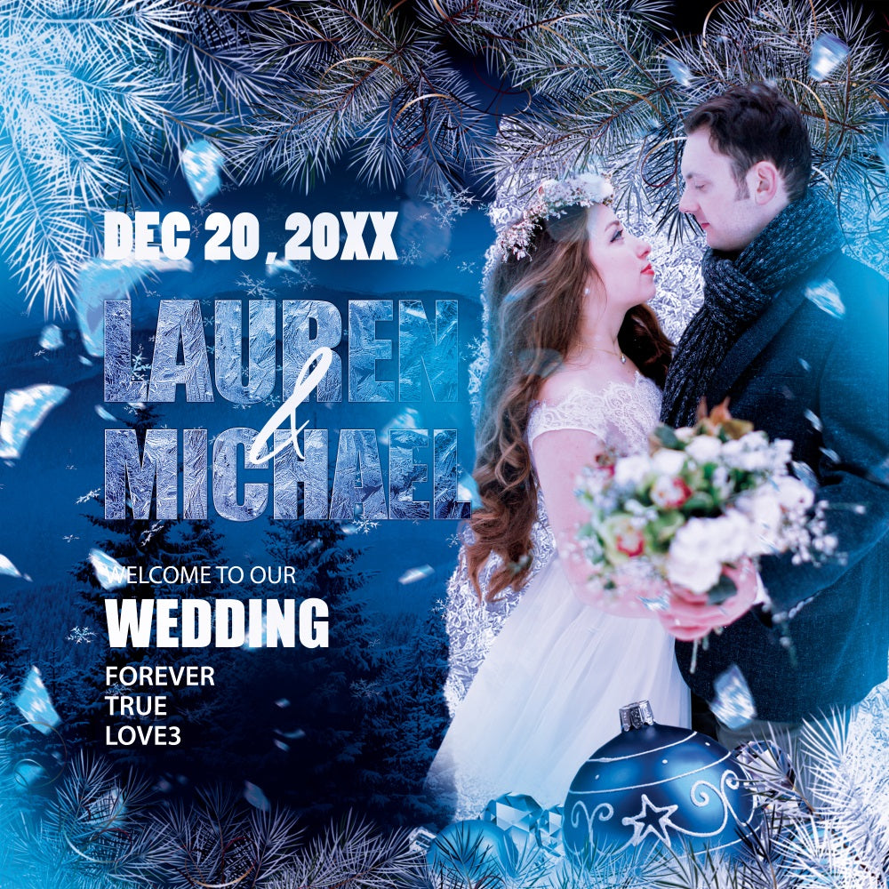 Wedding Backdrop Design Frost Kissed Love Customized Backdrop UK BRP5-199