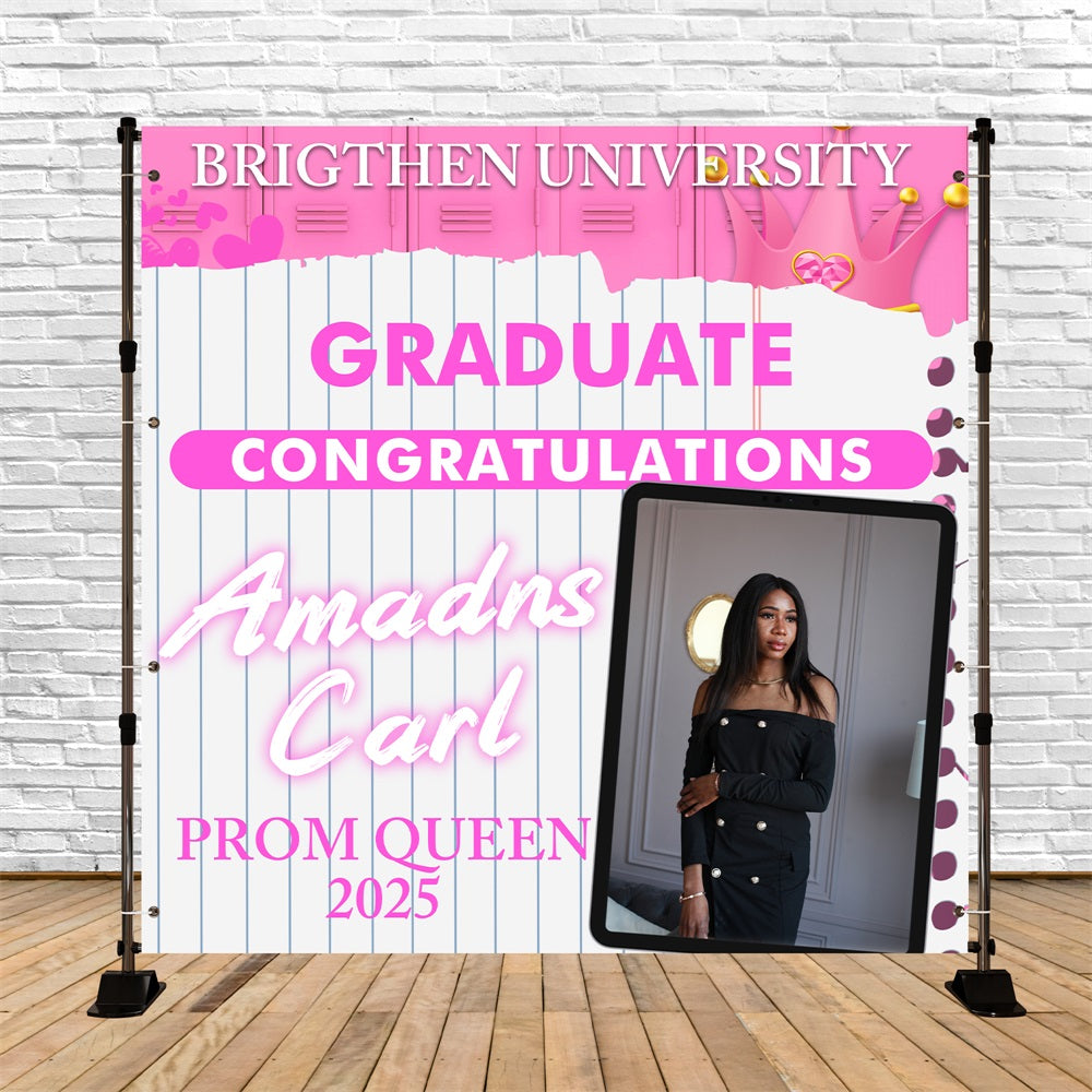 Graduation Photo Backdrop Pink Locker Personalized Party Graduation Backdrop UK BRP5-213