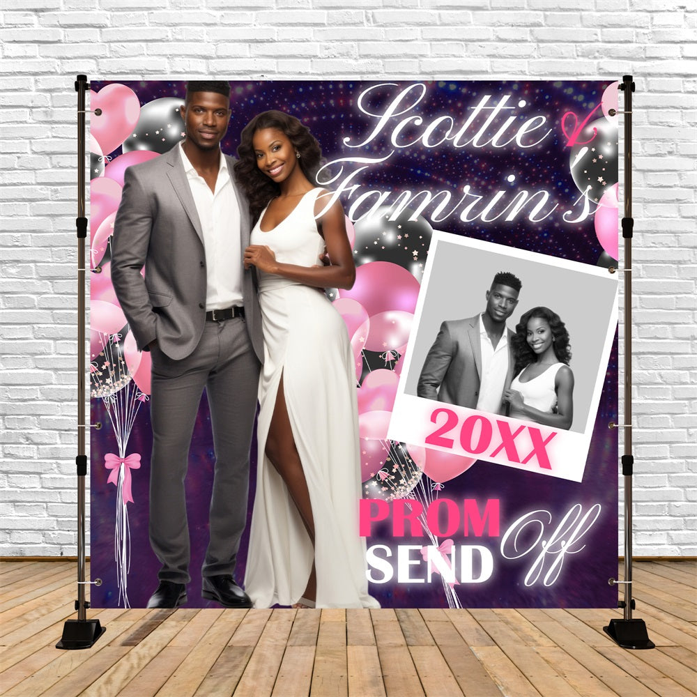 Prom 2025 Backdrop Balloon Romance Celebration Personalised Party Graduation Backdrop UK BRP5-219