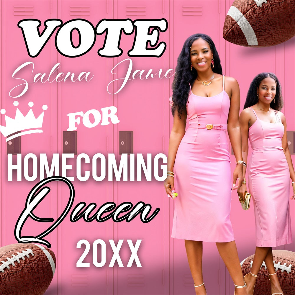 Graduation Backdrop 2025 Pink Locker Football Personalised Party Graduation Backdrop UK BRP5-227