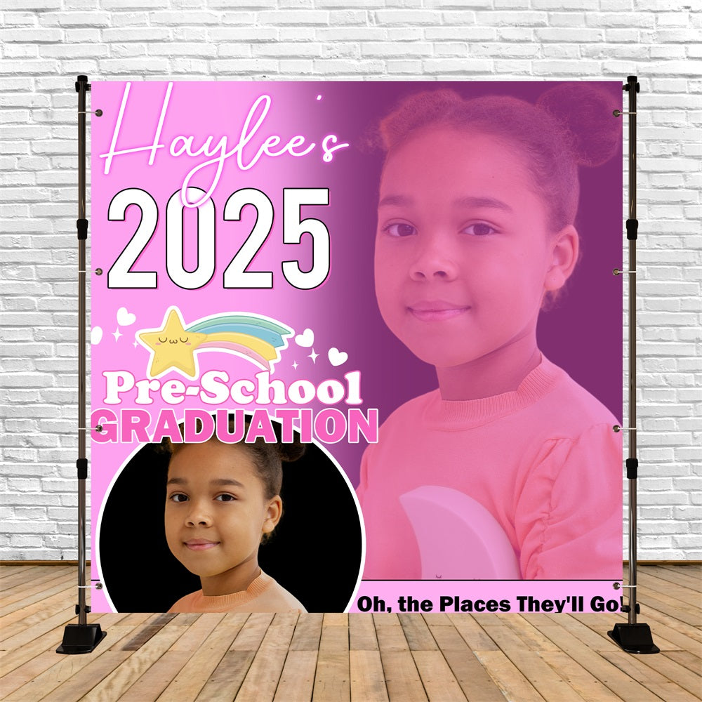 Graduation Backdrop Ideas Pink Rainbow Customized Party Graduation Backdrop UK BRP5-230