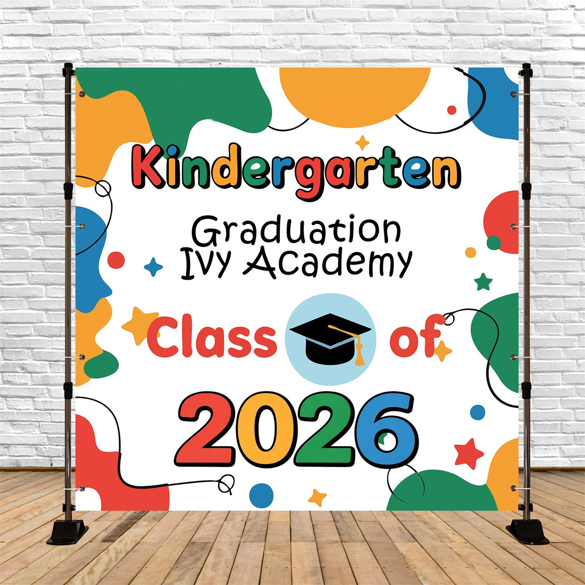 Preschool Graduation Backdrop Color Pop Personalized Party Graduation Backdrop UK BRP5-233