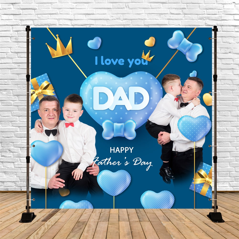 Happy Fathers Day Backdrop Blue Heart Balloons Custom Backdrop UK BRP5-51