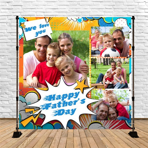 Father's Day Photo Backdrop Comic Style Personalized Backdrop UK BRP5-52
