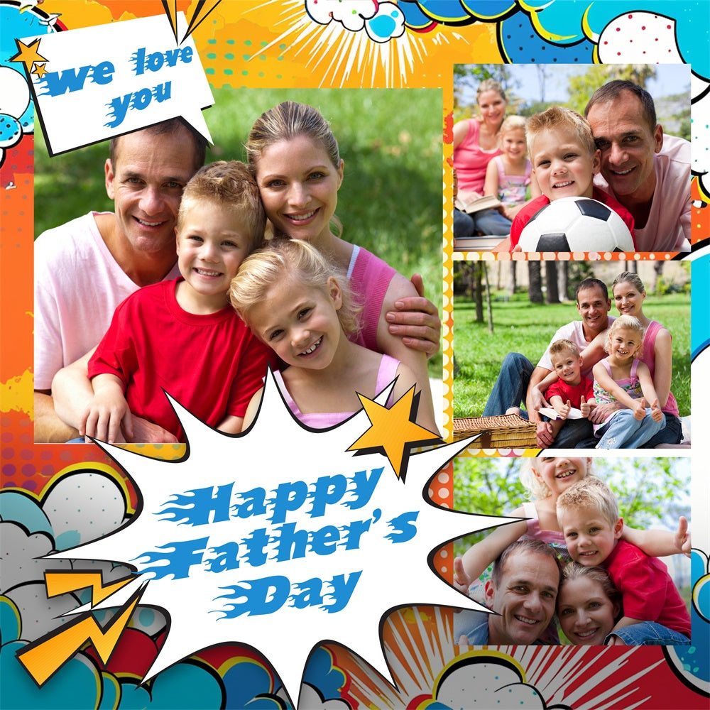 Father's Day Photo Backdrop Comic Style Personalized Backdrop UK BRP5-52