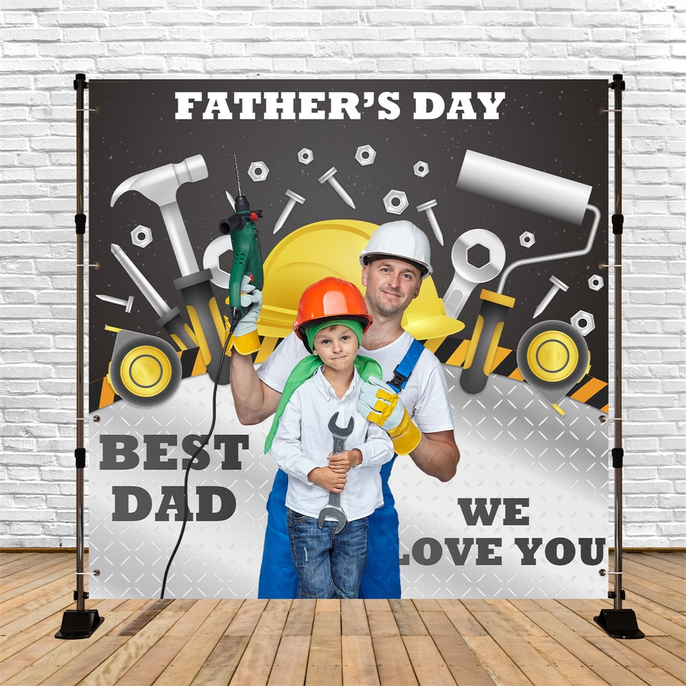 Fathers Day Backdrop Toolbox Helmet Celebration Custom Backdrop UK BRP5-55
