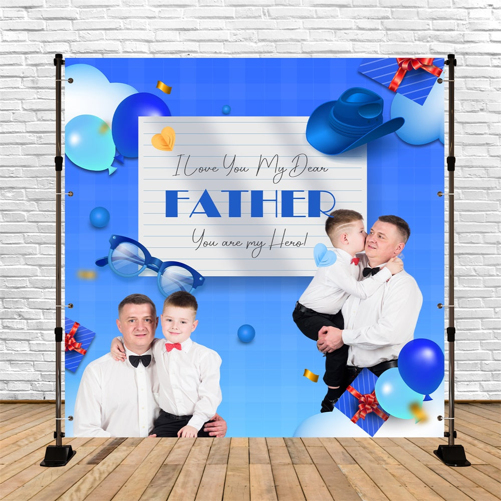 Father's Day Photo Backdrop Gift Icons Blue Customized Backdrop UK BRP5-59