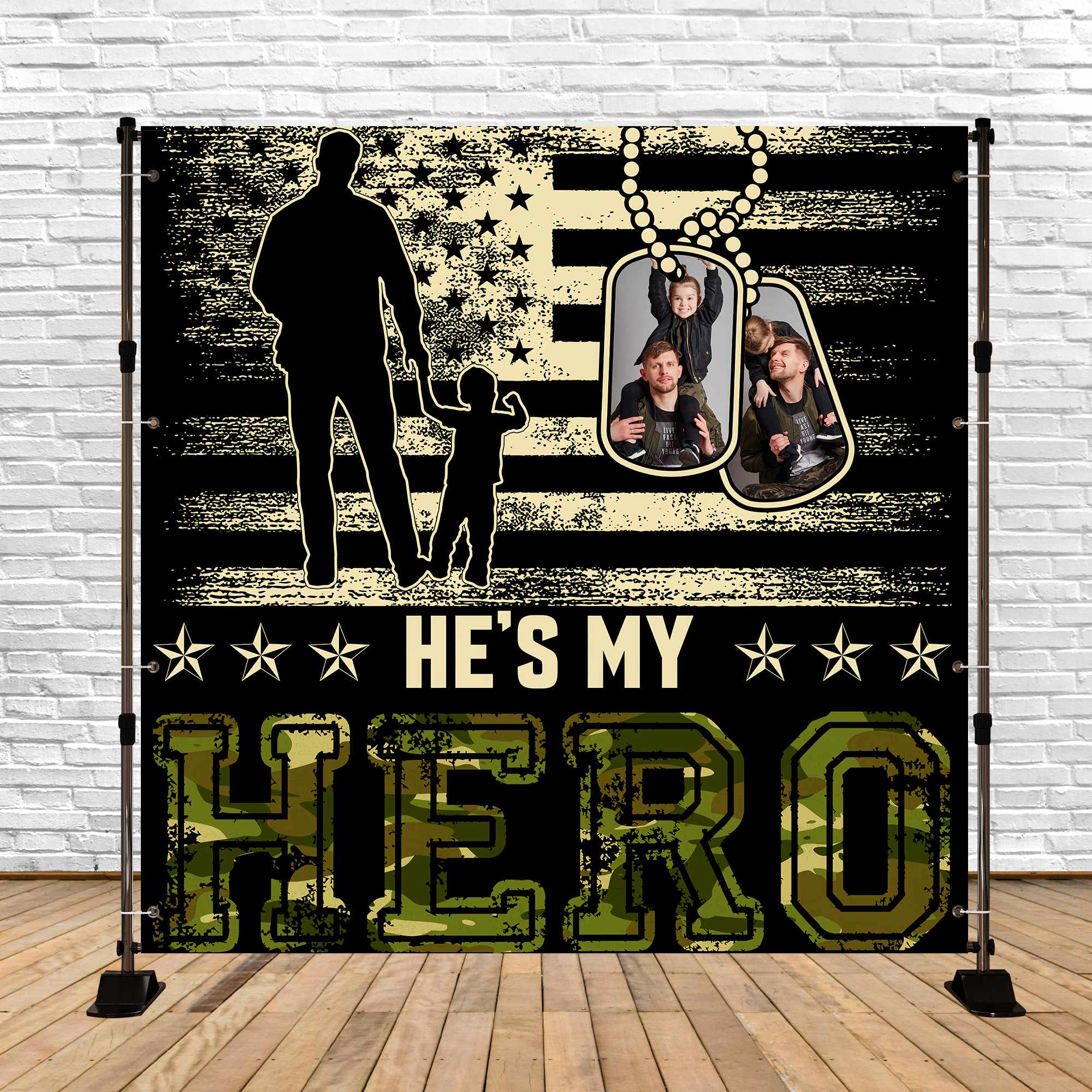 Fathers Day Backdrop Military Pride Family Personalized Backdrop UK BRP5-71