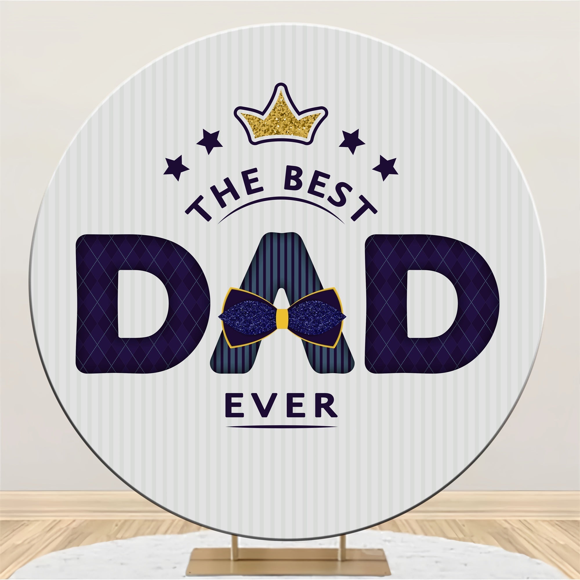 Happy Fathers Day Backdrop Crown Bowtie Round Backdrop UK BRP5-73