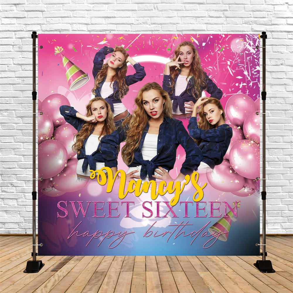 Customized Backdrop For Birthday Sweet 16 Glam Balloons Backdrop UK BRP5-77