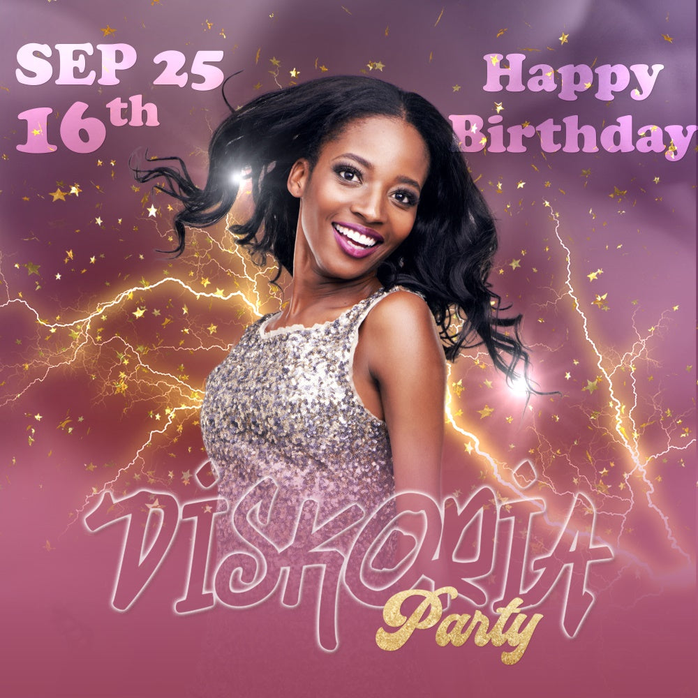 Personalized Birthday Backdrops Golden Lightning Glam 16th Backdrop UK BRP5-78