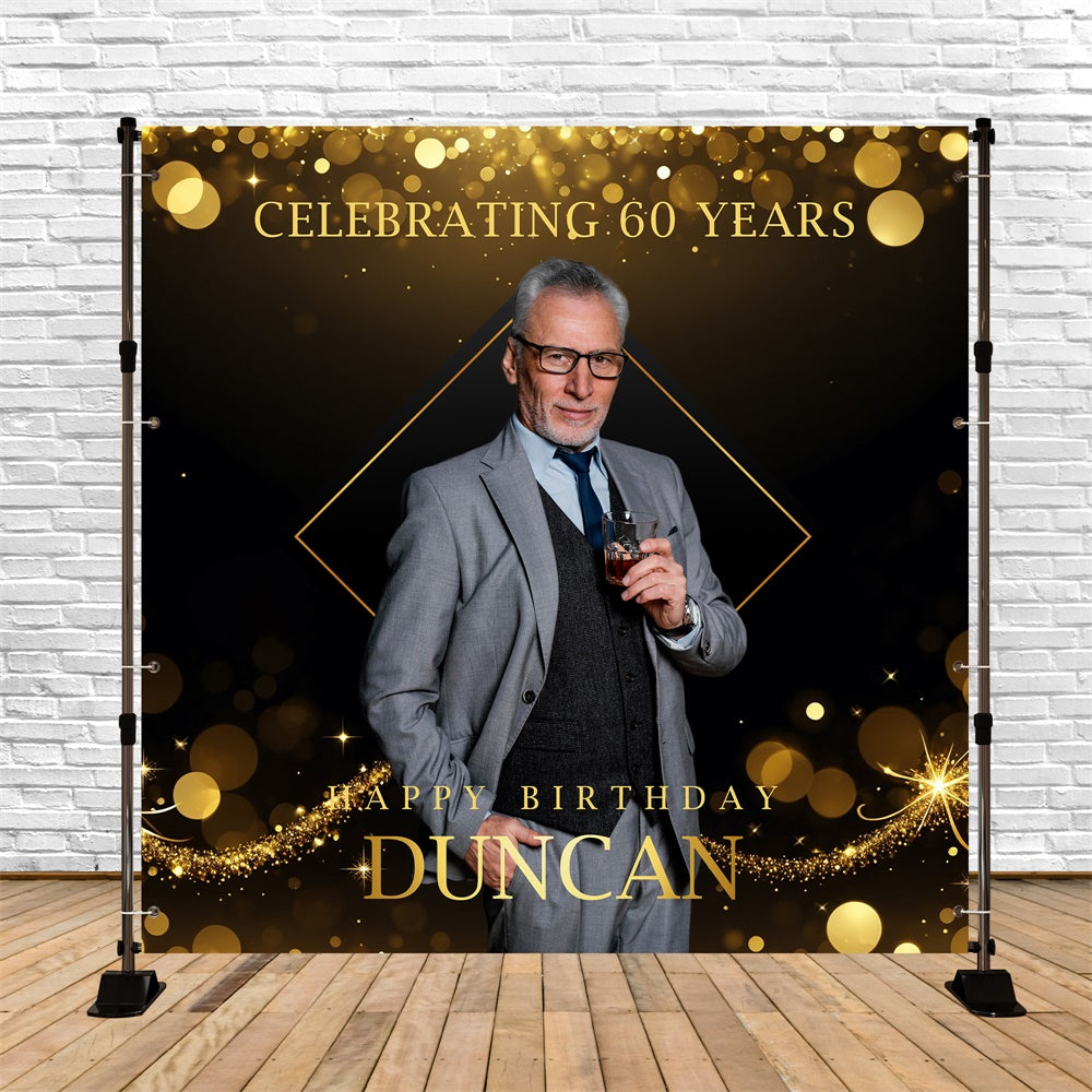 60th Birthday Backdrops Luxury Sparkling Elegant Custom Backdrop UK BRP5-82