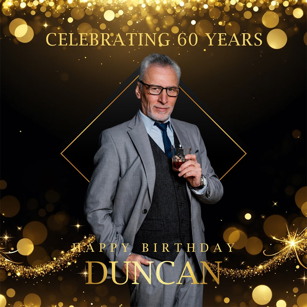 60th Birthday Backdrops Luxury Sparkling Elegant Custom Backdrop UK BRP5-82