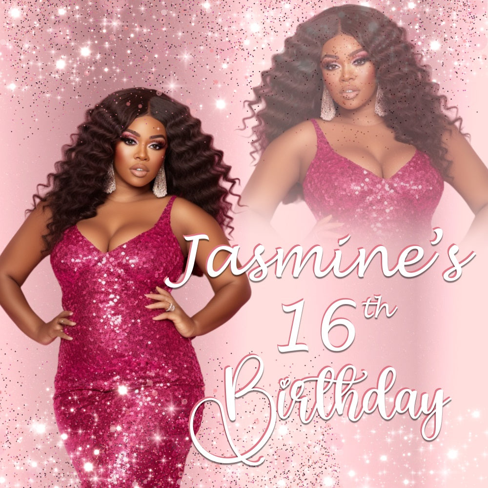 Customized Backdrop For Birthday Pink Sparkle Sweet 16 Backdrop UK BRP5-88