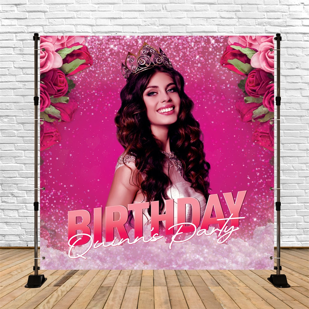 Custom Backdrop For Birthday Party Elegant Rose Glitter Backdrop UK BRP5-93