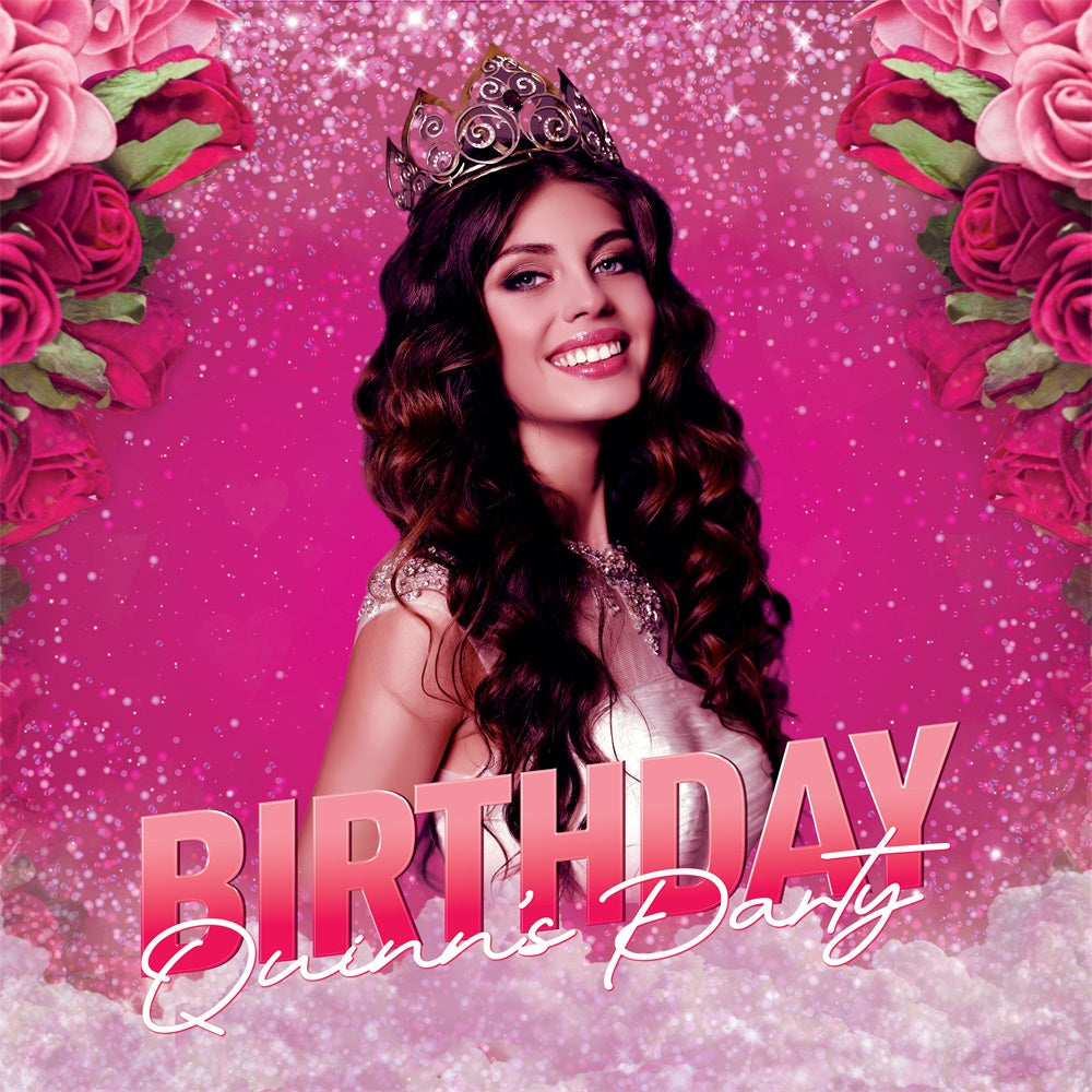 Custom Backdrop For Birthday Party Elegant Rose Glitter Backdrop UK BRP5-93