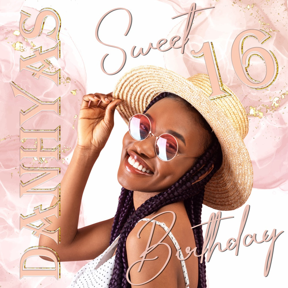 Customized Birthday Backdrop Minimalist Chic Sweet Sixteen Backdrop UK BRP5-96