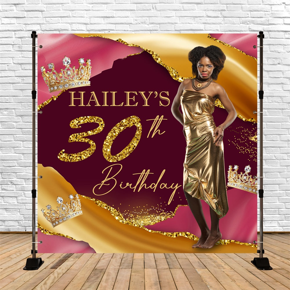 Custom Birthday Backdrops Golden Crown Elegant 30 Birthday Backdrop UK BRP5-97