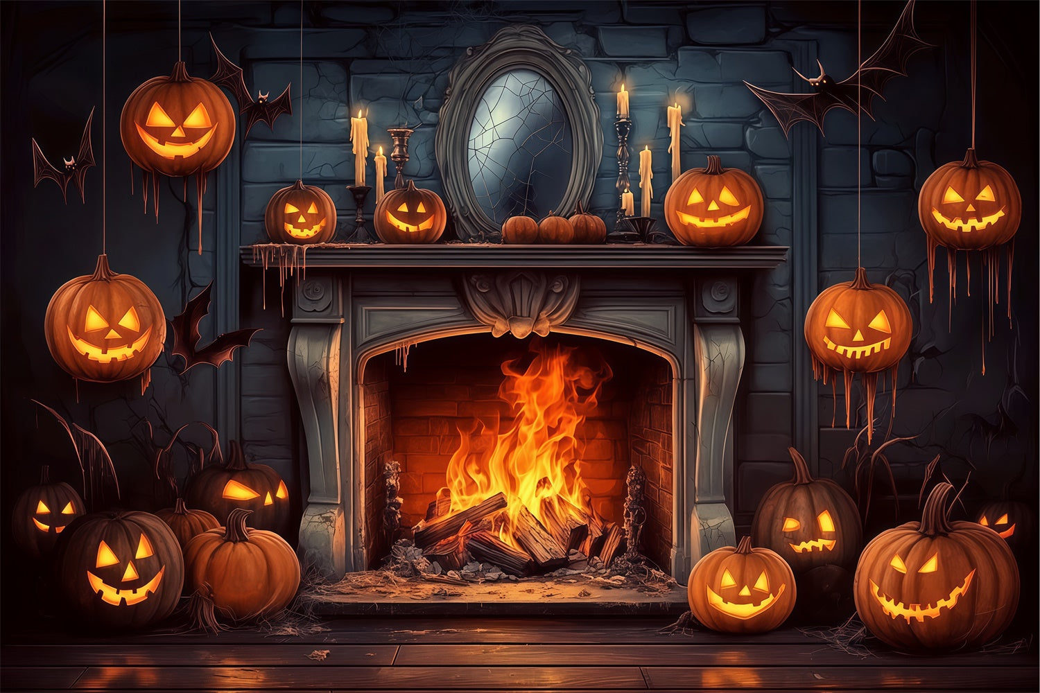 Halloween Wall Backdrop Hanging Horror Pumpkins Backdrop UK BRP57-112