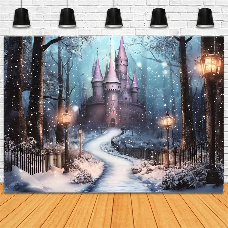 Christmas Photo Backdrop Frosted Lantern Castle Backdrop UK BRP57-115