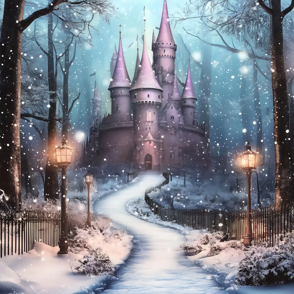Christmas Photo Backdrop Frosted Lantern Castle Backdrop UK BRP57-115