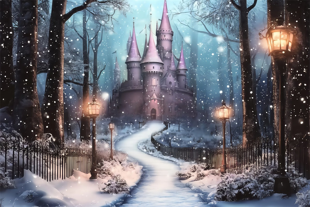 Christmas Photo Backdrop Frosted Lantern Castle Backdrop UK BRP57-115