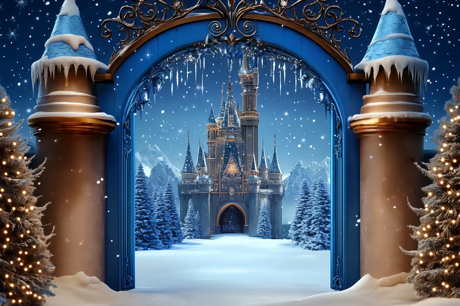 Christmas Backdrops For Photos Royal Dream Castle Backdrop UK BRP57-117