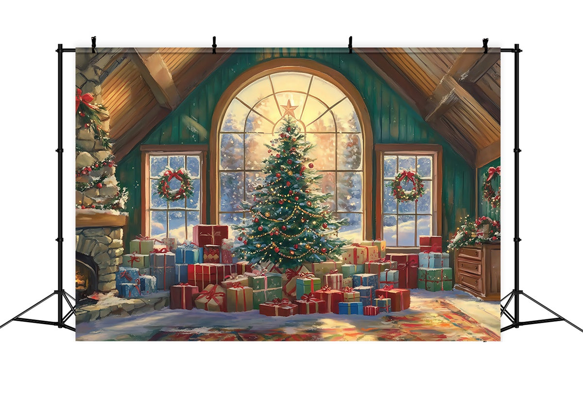 Christmas Photo Backdrops Warm Lodge Morning Backdrop UK BRP57-159