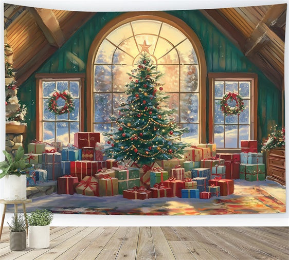 Christmas Photo Backdrops Warm Lodge Morning Backdrop UK BRP57-159