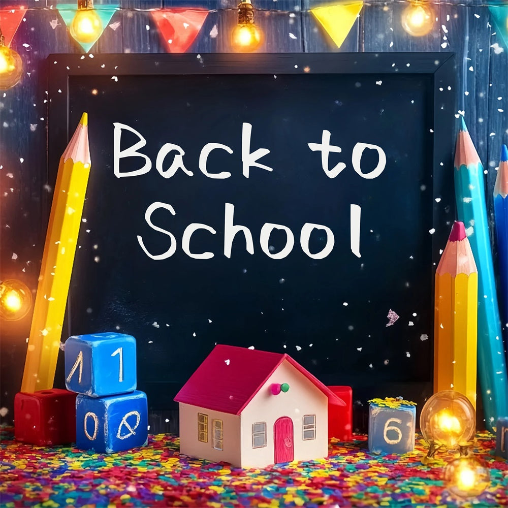 Back To School Backdrop Confetti Crayons Lights Backdrop UK BRP57-16